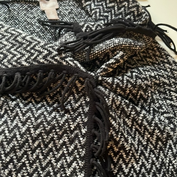 Chico’s black and white snap collar wrap sweater - Picture 3 of 4